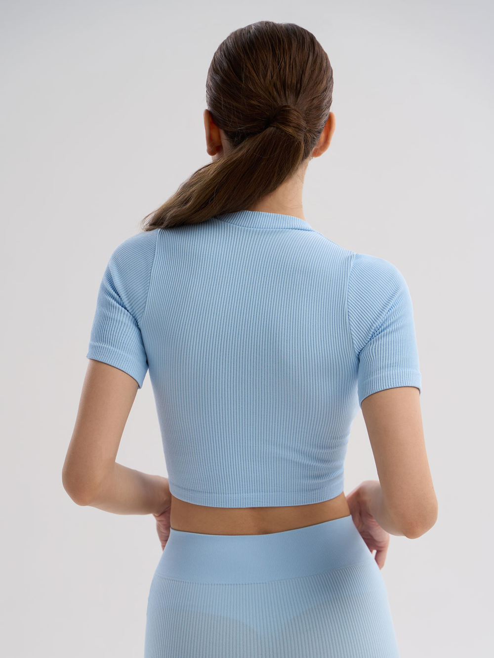 Топ в рубч. с вырезом 9046 Crop top Rib
