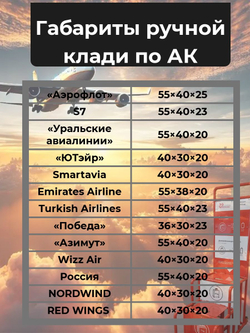 Сумка дорожная /в самолет / Ручная кладь 40х30х20 / Аэрофлот Уральские Авиалинии Победа цвет Черный