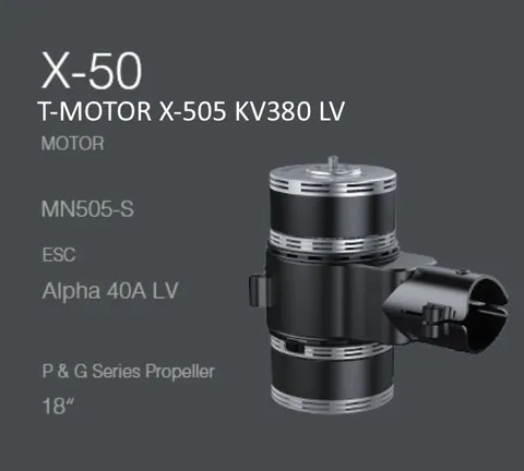 Набор ВМГ T-Motor X-505 KV380 6S Coaxial / Соосный (MN505-S KV380 2шт + ESC Alpha 60A LV 6S 2шт + мотормаунт), тяга до 7.9 кг