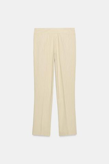 ZARA ПРЯМЫЕ БРЮКИ В ТОНКУЮ ПОЛОСКУ, ПЕСОЧНЫЙ