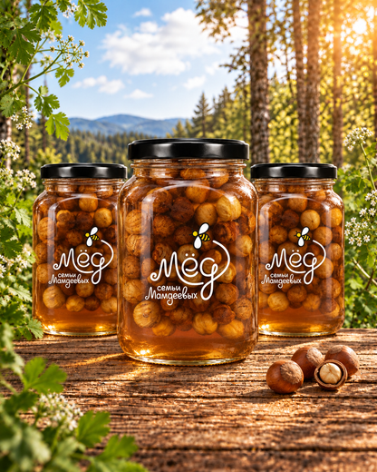 Мёд натуральный кориандровый с фундуком