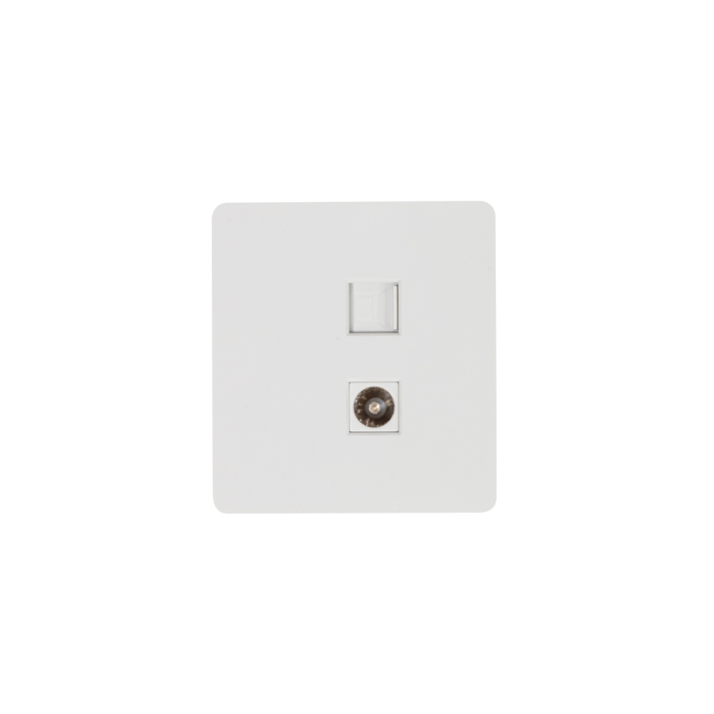 Розетка ROUND компьютерная RJ45 кат6 + TV с/у перламутр KRANZ