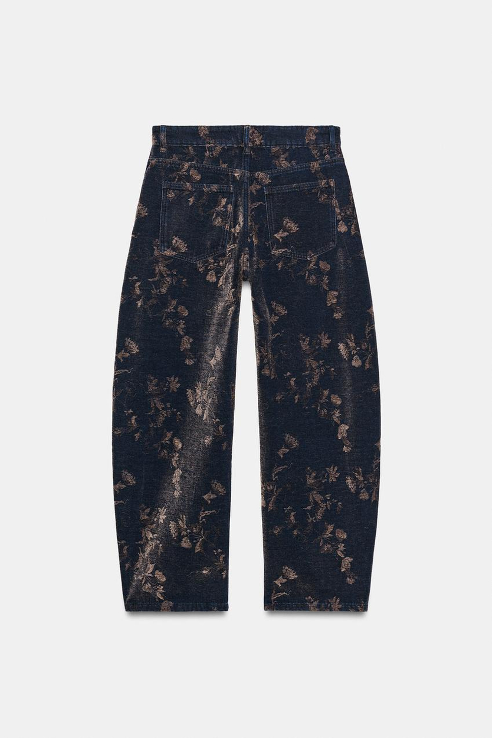 ZARA ДЖИНСЫ ZW COLLECTION CUFFED BALLOON СО СРЕДНЕЙ ПОСАДКОЙ И ЖАККАРДОВЫМ УЗОРОМ, СИНИЙ