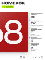Номер на дверь 868, табличка на дверь для офиса, квартиры, кабинета, аудитории, склада, красная 120х70 мм, Айдентика Технолоджи