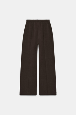 ZARA БРЮКИ ИЗ ИНТЕРЛОКА СО ШВАМИ, ТЕМНО-БАКЛАЖАНОВЫЙ