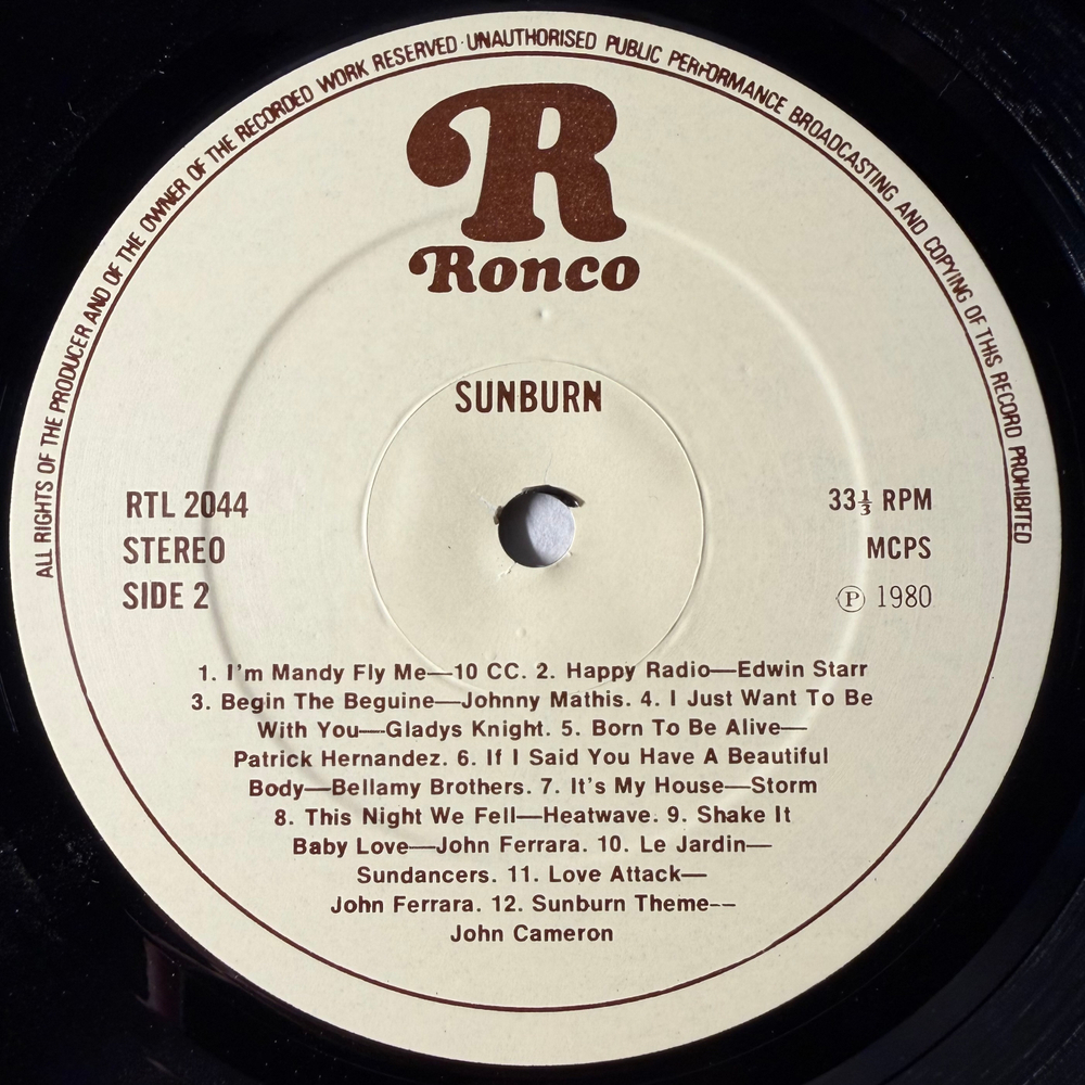 Sunburn - 22 'Blazing' Disco Hits Including The Original Soundtrack (Англия 1980г.)