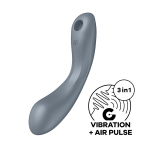 Серо-голубой вибромассажер 17,4см с вакуумной стимуляцией Satisfyer Curvy Trinity 1 insertable Air Pulse Vibrator Bluegrey