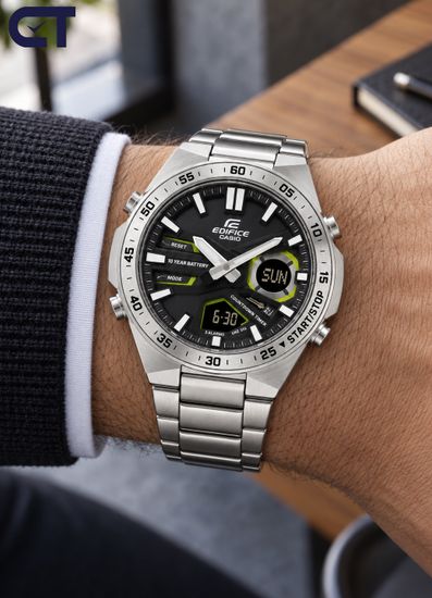 CASIO EFV-C110D-1A3VDF EDIFICE мужские наручные часы — стальной хронограф с черный циферблатом