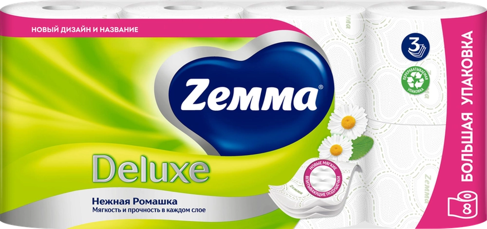 Zewa Туалетная бумага Deluxe Ромашка 8р