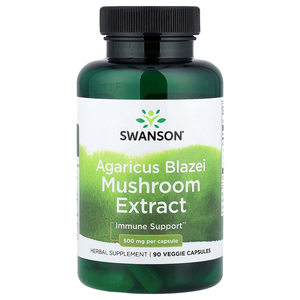 Swanson Vitamins, экстракт гриба агарика бразильского (Agaricus blazei), 500 мг, 90 растительных капсул