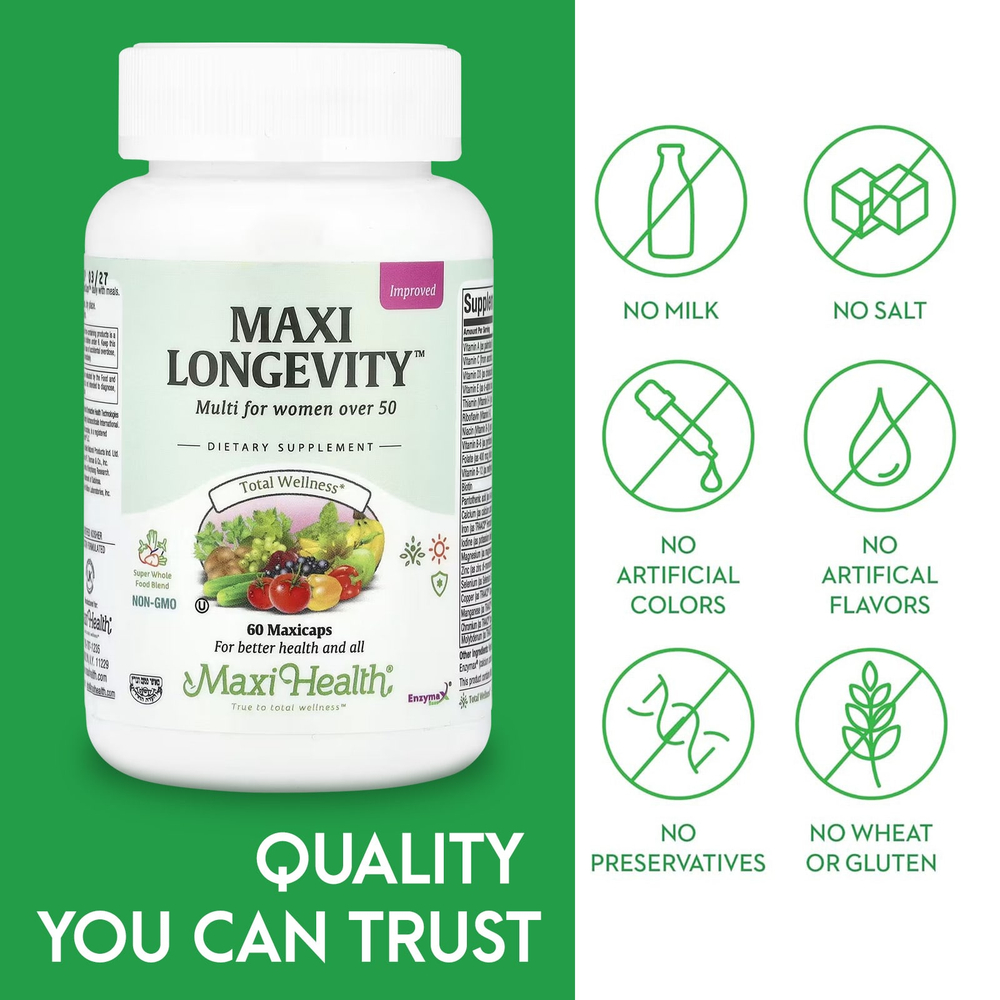 Maxi Health, Maxi Longevity ™, мультивитамины для женщин старше 50, 60 капсул