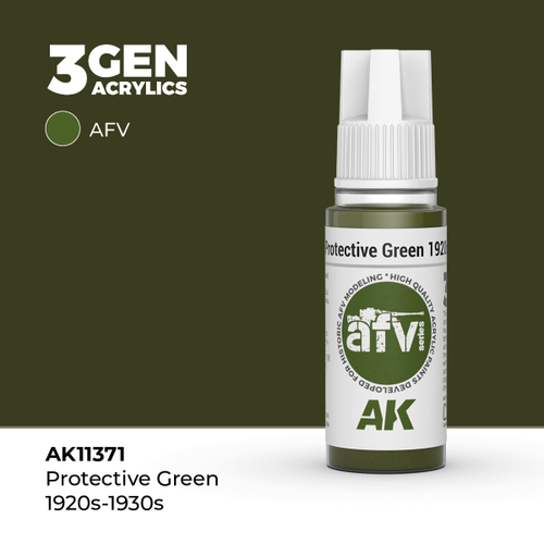 Акриловая краска AK Interactive Protective Green 1920s-1930s 3GEN AFV, 18мл