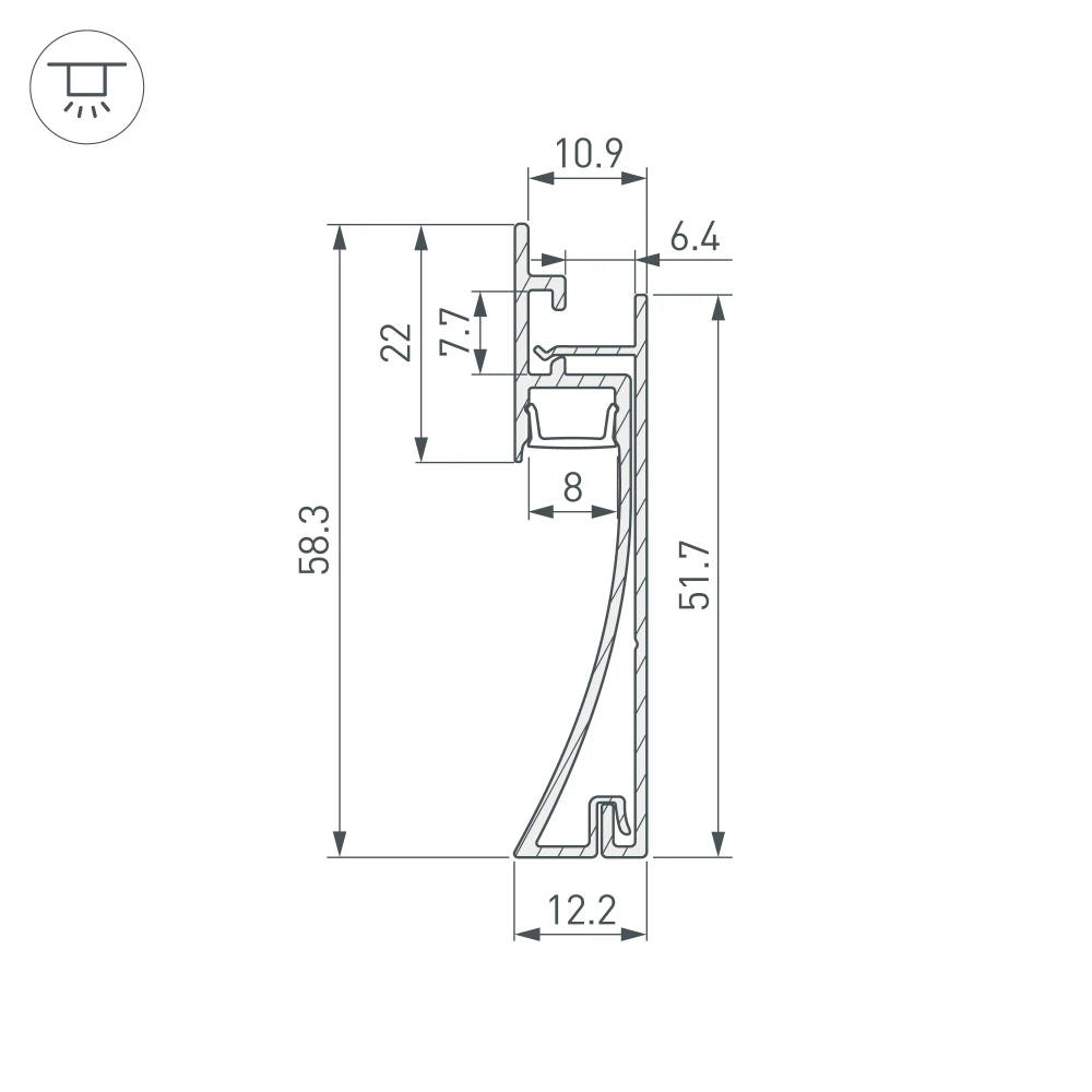 Профиль PLINTUS-H58-F-2000 WHITE (Arlight, Алюминий) 045297