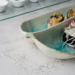 Блюдо овальное 32,8*15 см h4,5 см менажница 2 секции Sea Blue Frutti di Mare P.L. [1]