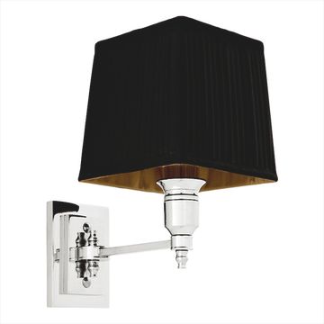 Eichholtz Wall Lamp Lexington Single, Nickel Finish (pleated black shade)