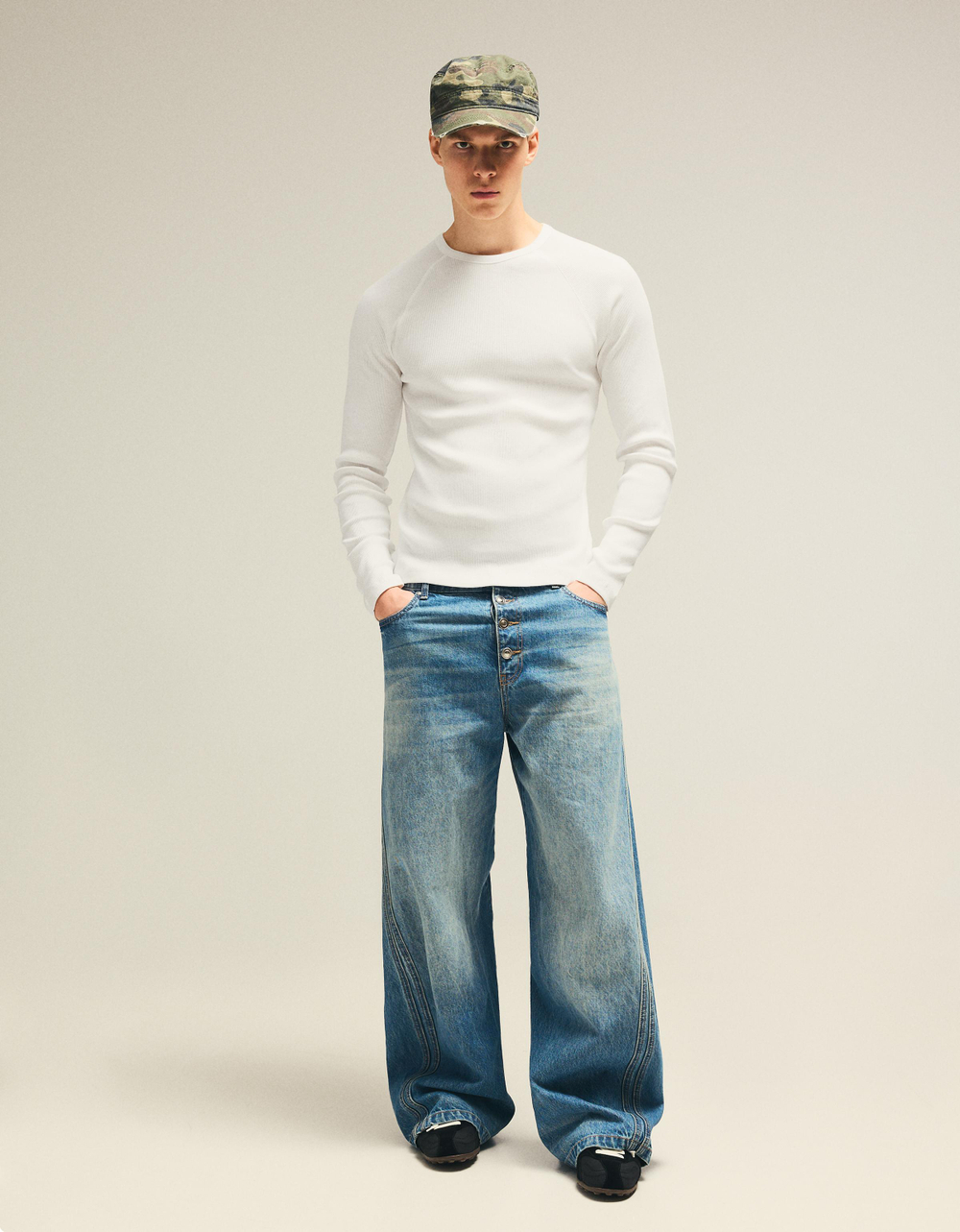 Мужской лонгслив slim fit - BERSHKA