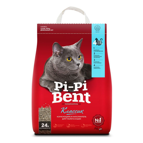 Наполнитель для лотка комкующийся, 24 л, бумажный пакет, Pi-Pi Bent