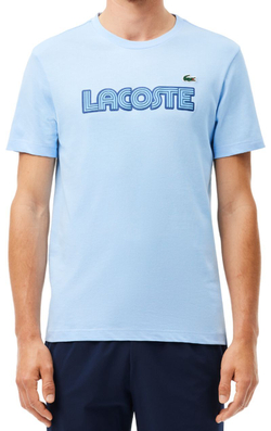 Мужская теннисная футболка Lacoste Ultra Dry Jersey Sports T-Shirt With Logo - небесный