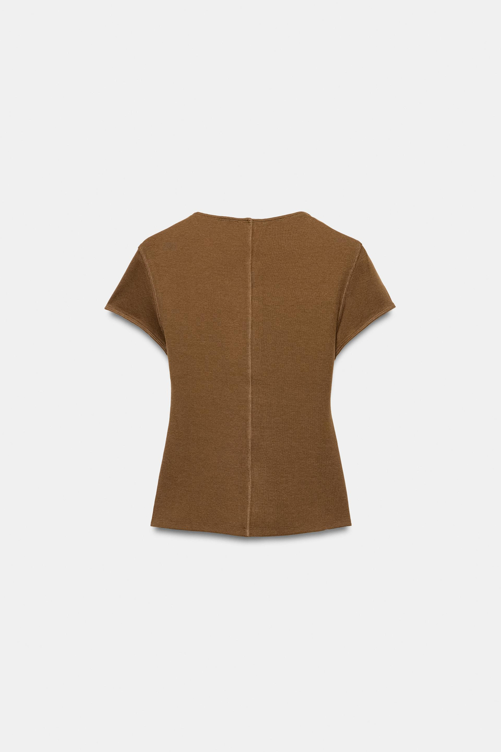 ZARA ФУТБОЛКА В РУБЧИК НА ПУГОВИЦАХ, КОРИЧНЕВЫЙ