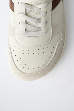 ZARA КОЖАНЫЕ КРОССОВКИ BAREFOOT, ЭКРЮ