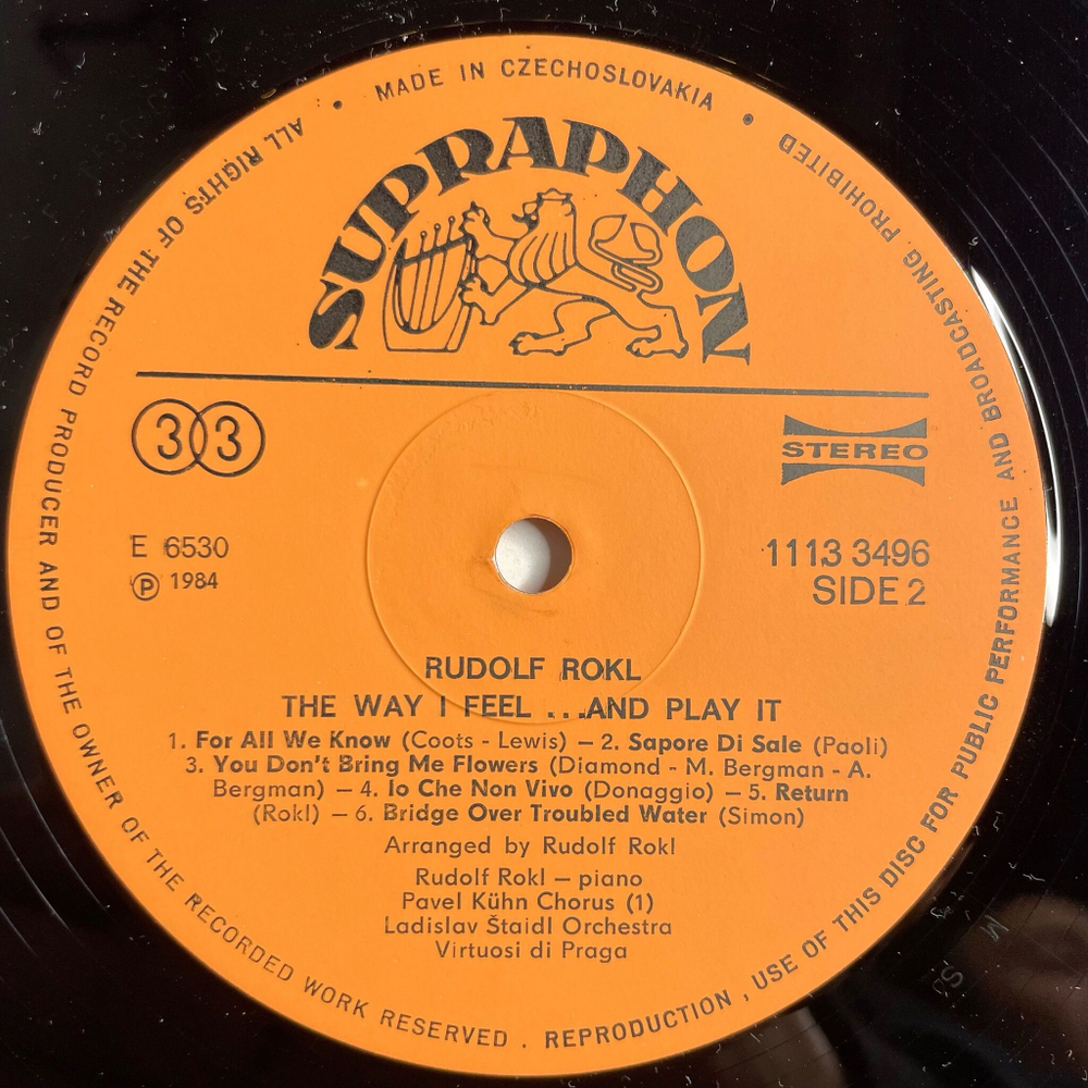 Винтажная виниловая пластинка LP Rudolf Rokl Jak To CitimThe Way I Feel It (Чехословакия 1985)