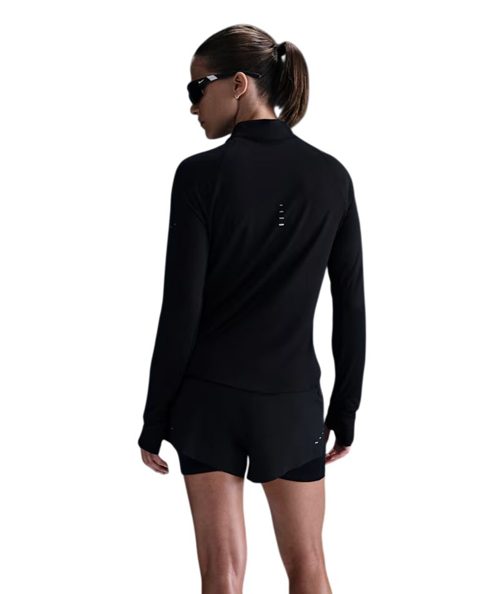Женская теннисная футболка   Nike Dri-Fit Swift UV 1/4-Zip Running Top - black