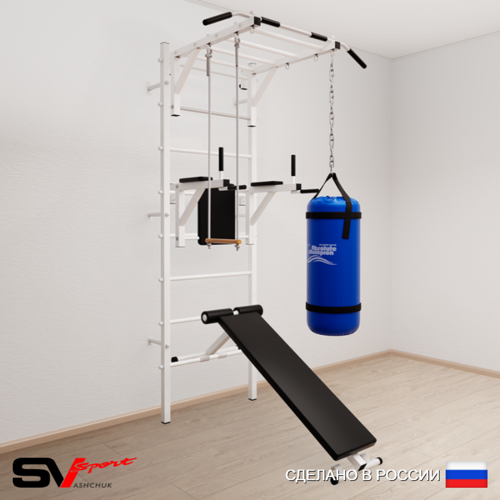 Шведская стенка Sv Sport 5533 (Турник рукоход/Брусья/Скамья/Трапеция/Цепь/Мешок 30кг)