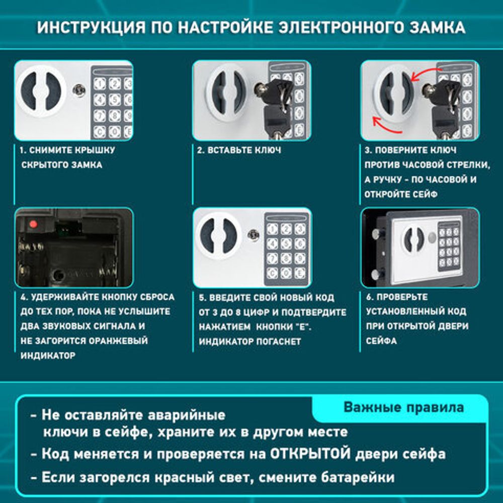 Сейф мебельный DASWERK SC-170EL (170х230х170 мм), электронный замок, графит, 291338