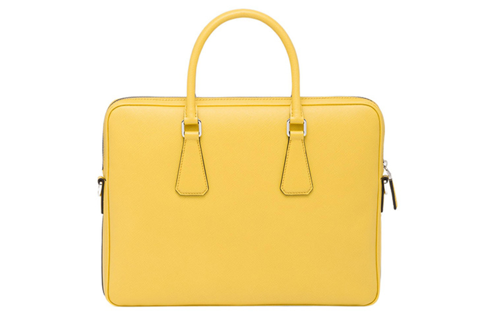 PRADA Leather Handbag Briefcase Men"s Yellow