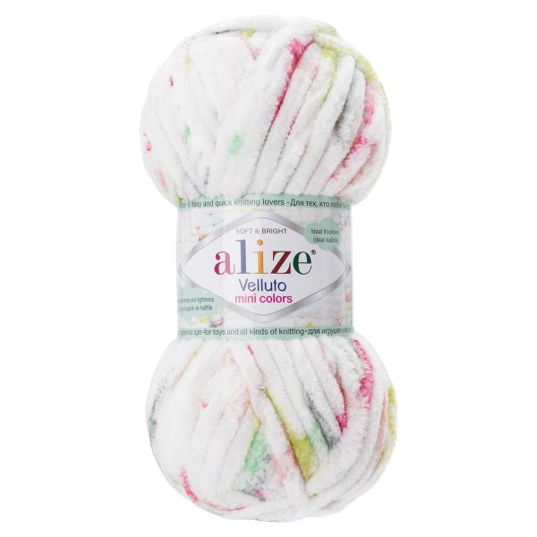 Пряжа Alize (Ализе) Mini Colors серия Бархат (Velluto) / уп.5 мот. по 100 г, 68м, 8114 принт