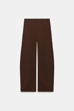 ZARA БРЮКИ BARREL СО СКЛАДКАМИ, КОРИЧНЕВЫЙ