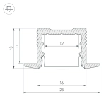 Профиль SL-SLIM-H13M-F25-2000 BLACK (Arlight, Алюминий)