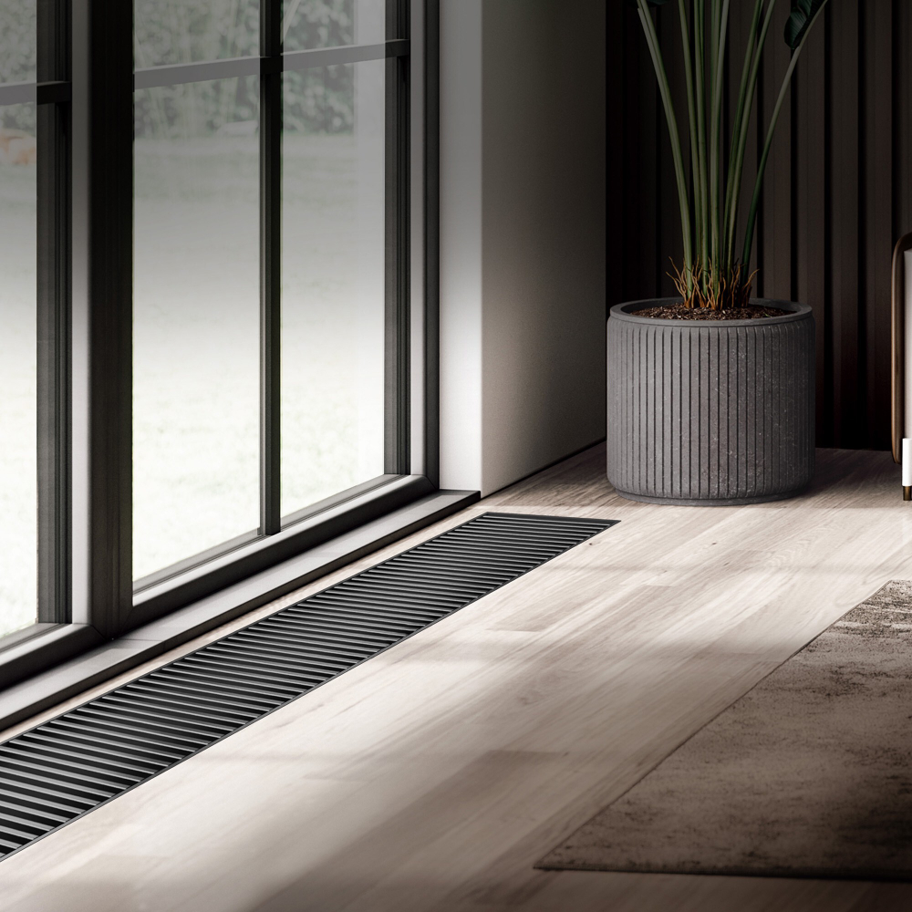 Конвектор внутрипольный Royal Thermo ATRIUM TURBO-110/250/2600-DG-U-BL