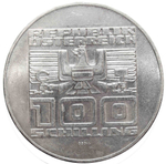 100 шиллингов. 1000 лет земле Каринтия. 1976 год. Серебро. AU