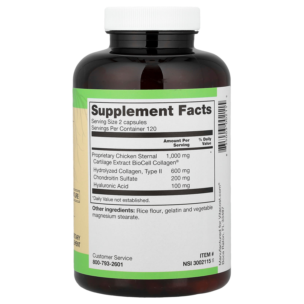 Vitacost, BioCell Collagen® с гиалуроновой кислотой, 240 капсул