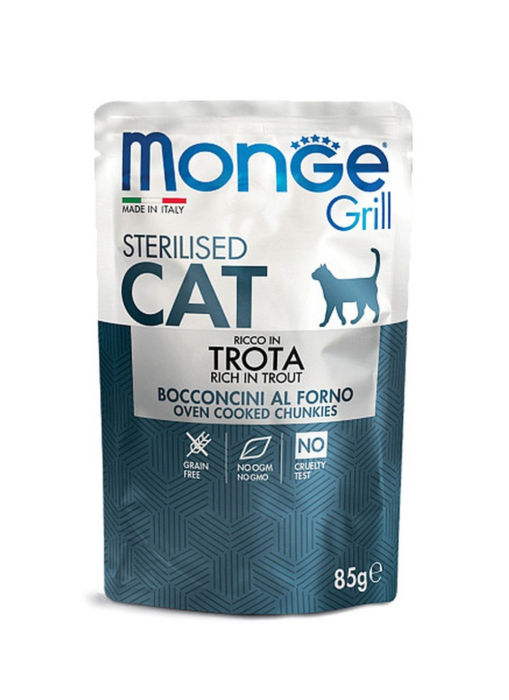 Monge Grill Sterilised Итальянская форель пауч для кошек 85 г
