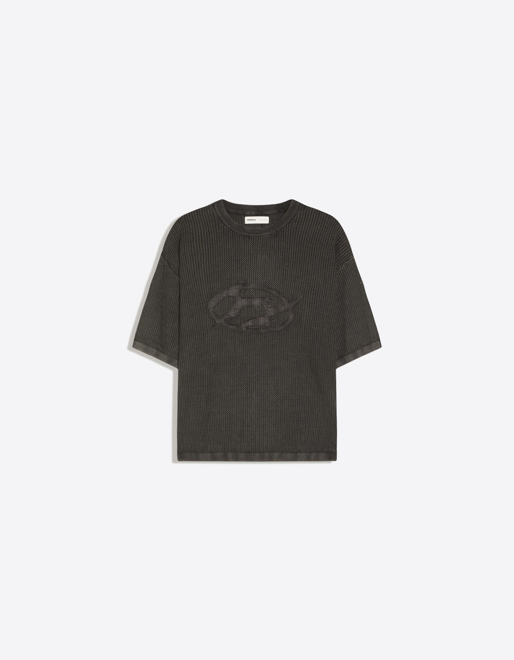 Мужская футболка с коротким рукавом, нашивками и эффектом стирки - BERSHKA