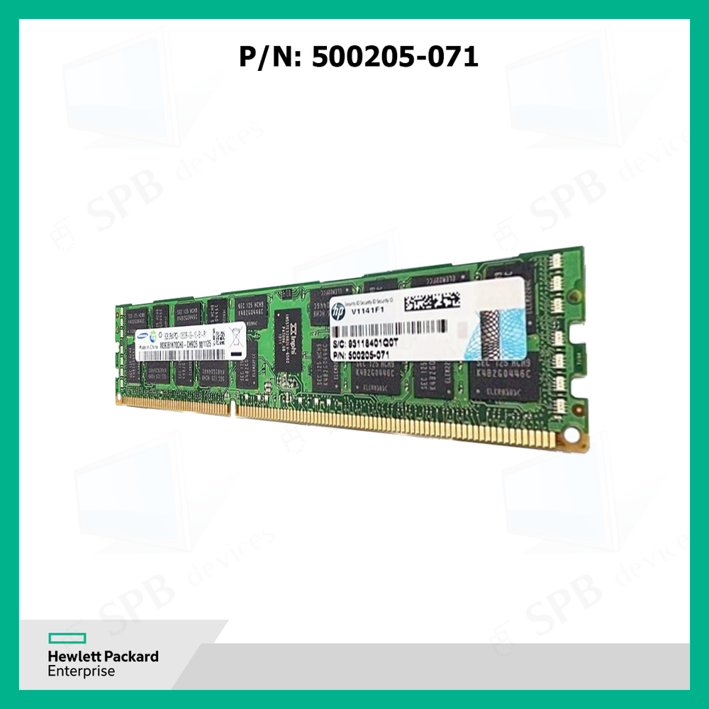 Оперативная память для сервера HP 8Gb 2Rx4 PC3-10600R DDR3-1333 ECC CL9 , 500205-071 , 501536-001 oem