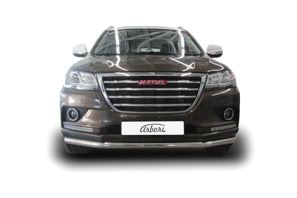 Защита переднего бампера d57 Arbori нерж. сталь для HAVAL H2 2014-нв