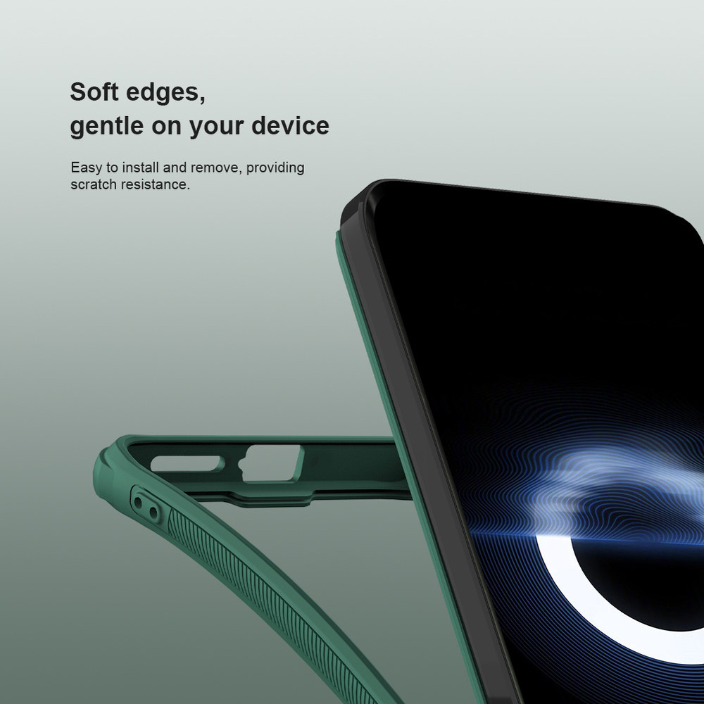Чехол зеленого цвета (Deep Green) от Nillkin c поддержкой зарядки MagSafe для Huawei Pura 70 Pro и Pura 70 Pro+, серия Super Frosted Shield Pro Magnetic Case