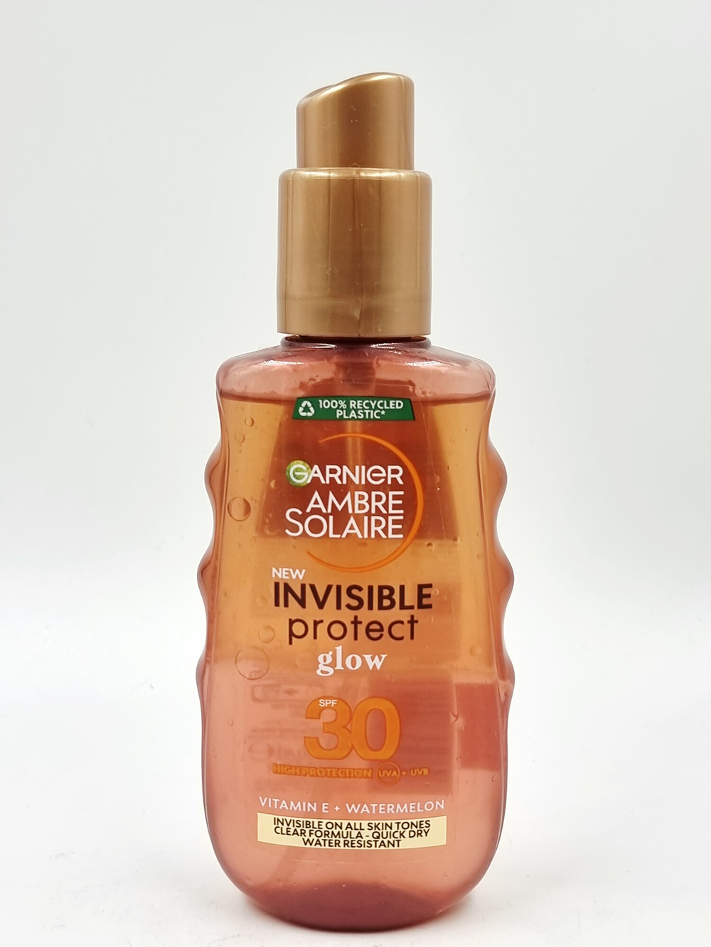 Cолнцезащитный невидимый спрей SPF30  Garnier Invisible Protect Glow с витамином Е и экстрактом арбуза, 150 мл