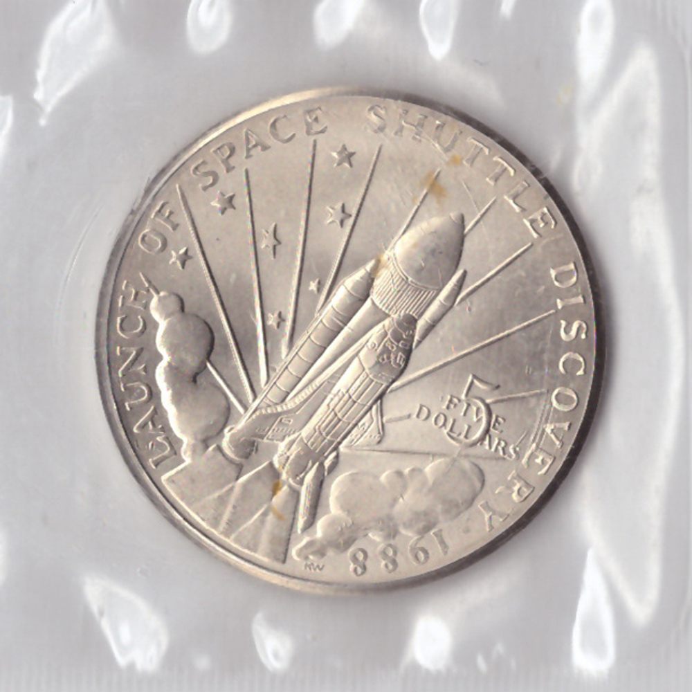 5 долларов. Открытие шаттла Дискавери. Маршалловы Острова. 1988 г. PROOF
