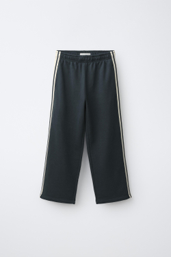 ZARA КОМПЛЕКТ ИЗ ТОЛСТОВКИ НА МОЛНИИ И БРЮК WIDE LEG С ЛАМПАСАМИ, СИНИЙ