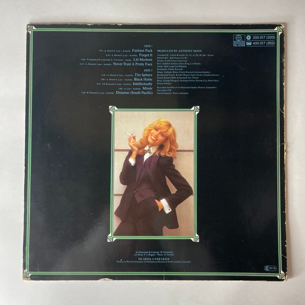 Винтажная виниловая пластинка LP Amanda Lear Never Trust A Pretty Face (Германия 1979)