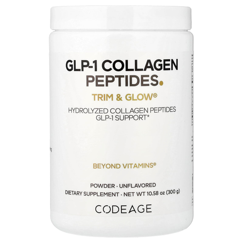 Codeage, Порошок из пептидов коллагена GLP-1, Trim & Glow®, без добавок, 300 г (10,58 унции)