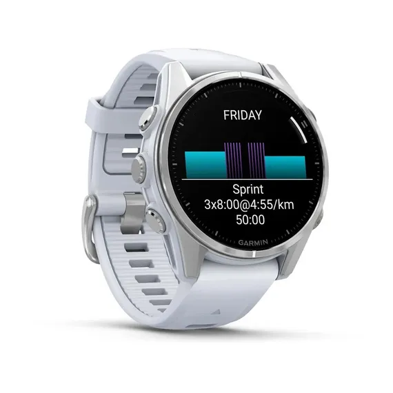 Fenix 8 - 43 мм, AMOLED (серебристый корпус, белый ремешок)