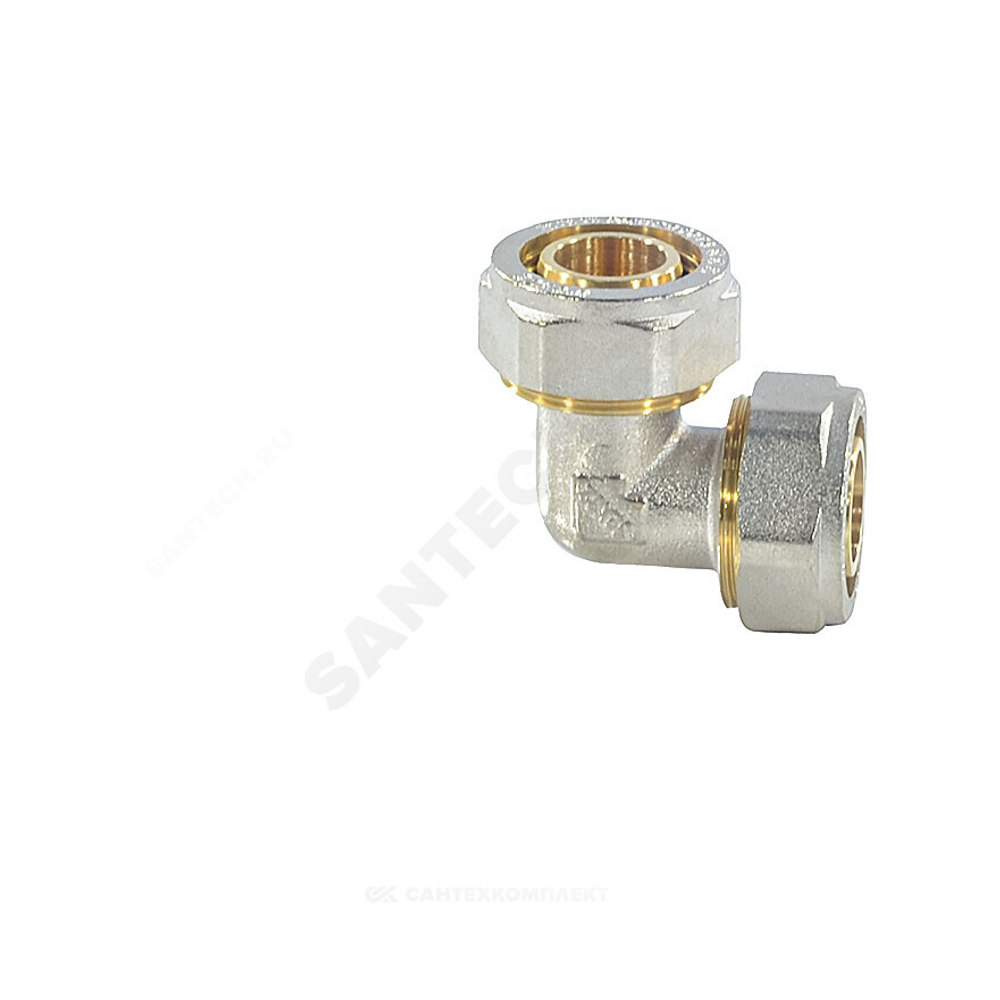 Угольник МП латунь никель обжим Дн 20х90гр ГОСТ 32415-2013 7005 Aquasfera 7005-02