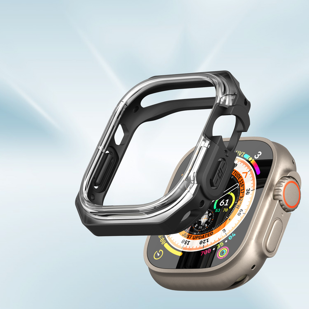Чехол-бампер прозрачный с черными вставками от Dux Ducis для часов Apple Watch 42 мм на модели 10 серии, серия Tamo Series Case