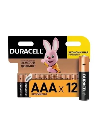 Батарейки щелочные Duracell Basic ААA, 12шт (мизинчиковые)