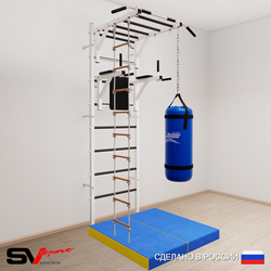 Шведская стенка Sv Sport усиленная 6427 (Турник рукоход/Брусья/Лестница/Цепь/Мешок 30кг/Мат 1м)